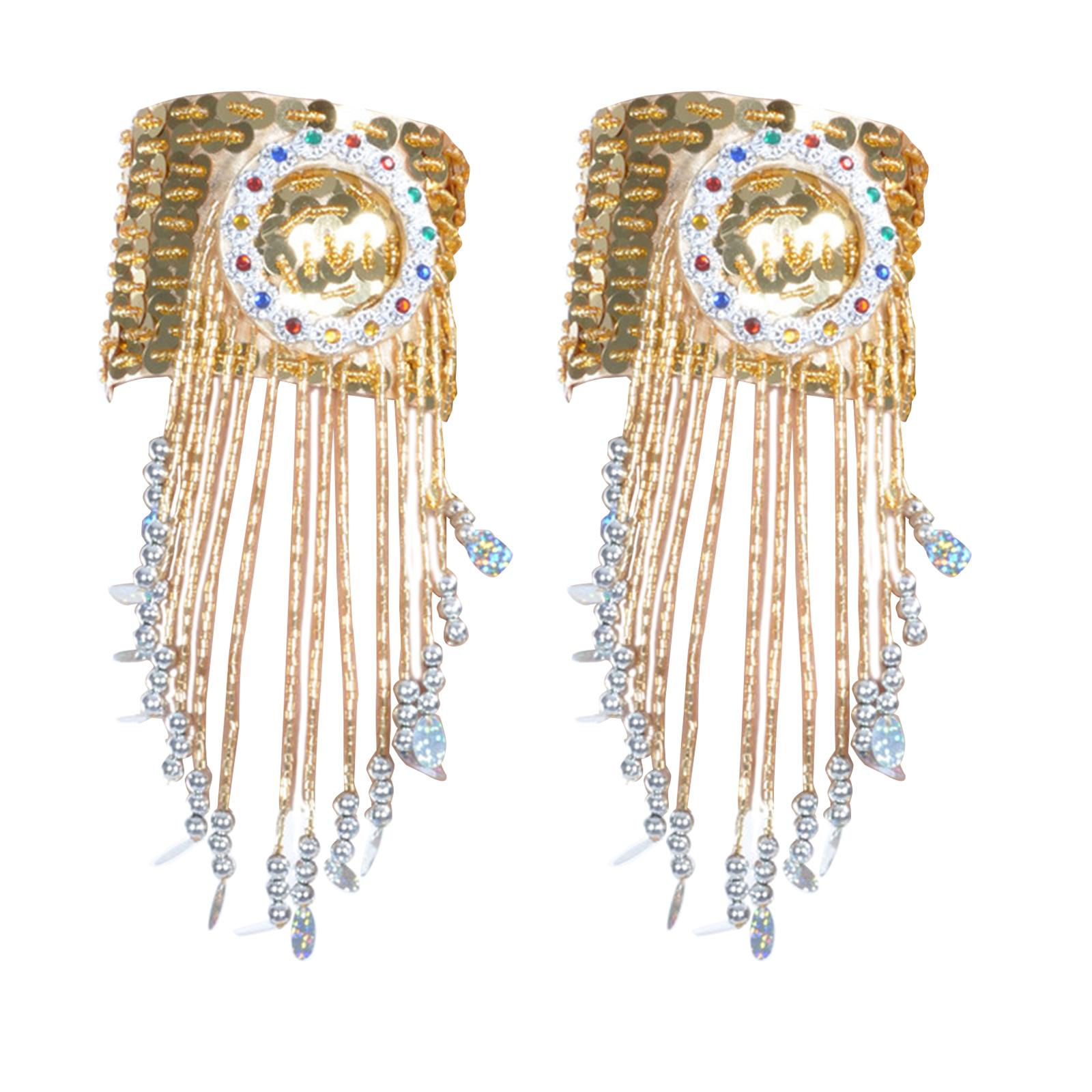 

Блестящие бахромчатые браслеты для танца живота с золотыми пайетками, бисерный браслет на руку, мерцающие кисточки, браслет для танца живота 10