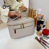 Bolsa de cosméticos, estojo de maquiagem com alça, grande capacidade, fecho de zíper, leve, portátil, bolsa de higiene pessoal para viagem