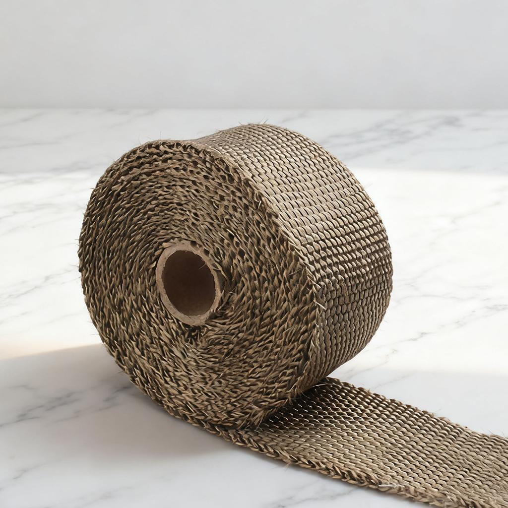 Exhaust Heat Wrap Roll High Temperature Resistance Exhaust Pipe Sound Insulation Tape for Motorcycle5mmx50mmx10m/0.2inx2inx11yd Titanium Gold
