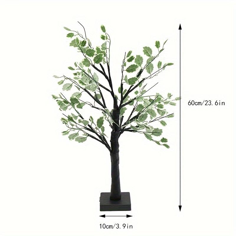 24 Led Green Leaf Artificial Birch Light, Tabletop Bonsai Tree Night Light For Home Room Christmas Tree Lamp Holiday Decoration