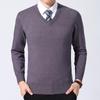 Men's V-Neck Winter Knit Sweater - Middle-Aged Thick & Warm Pullover