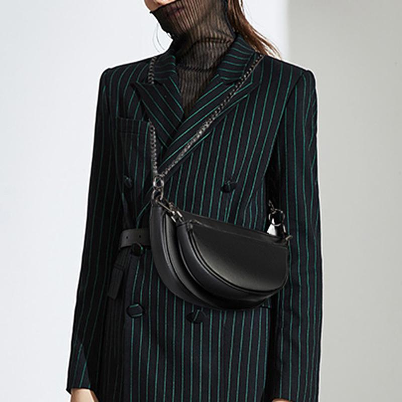 Semi-circle new plutonium crossbody bags for women new solid color chain shoulder bags saddle bag
