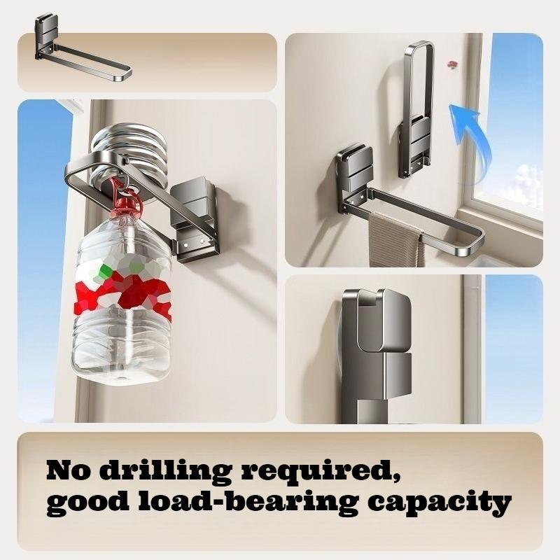 Bathroom Suction Cup Foldable Towel Rack Storage Rack