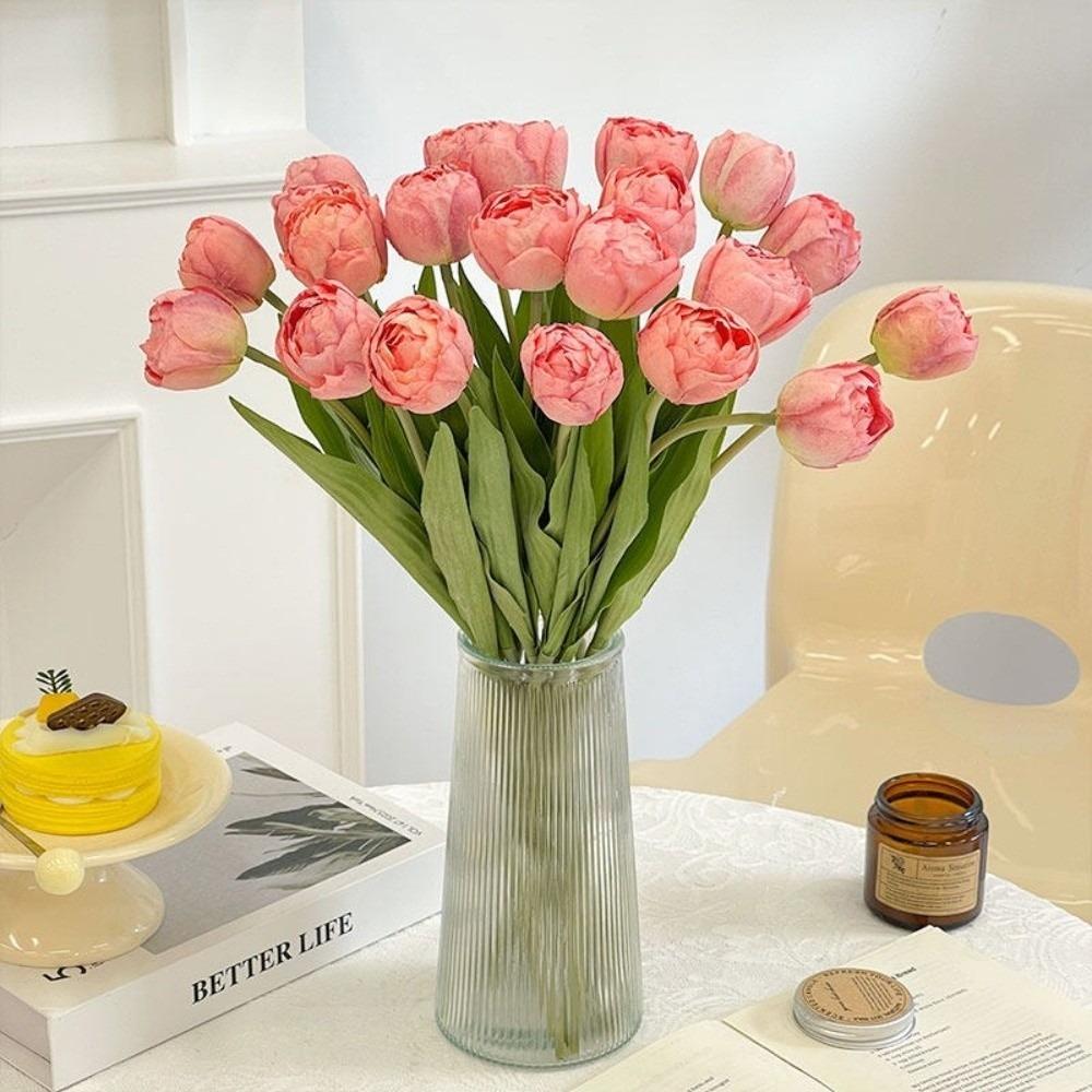 Silk Artificial Tulip Bouquet DIY Flower Floral Arrangement Simulation Flowers Realistic Fake Flower Photography Props