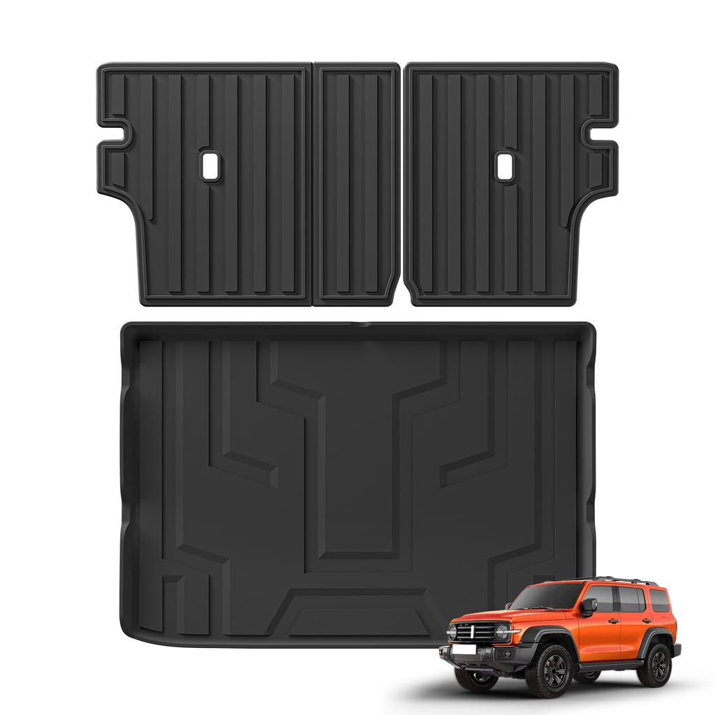 SMABEE RHD for GWM Tank 300 2024 2025 Right Hand Drive Car Floor Mats Cargo Liner Trunk/Backrest Mat TPE 3D All Weather Black