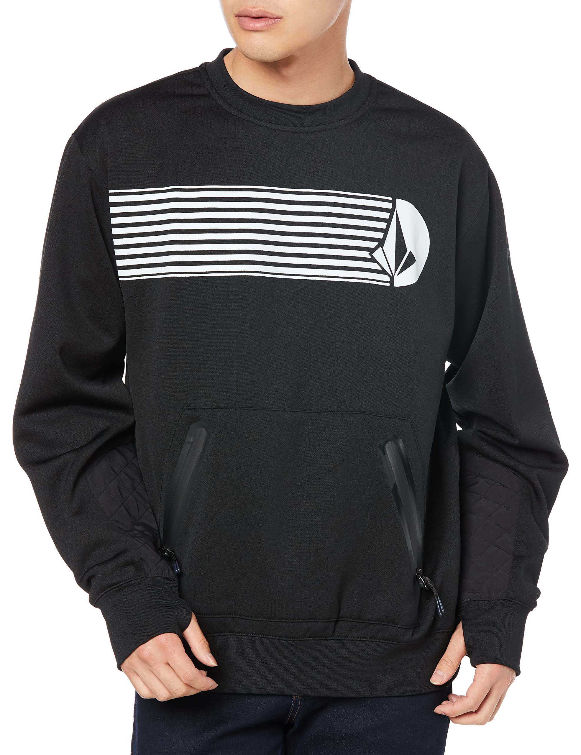 

Volcom Warm Crew Neck Fleece with Thumbhole Sleeves LET IT STORM Snowboard Size S Men s [G4652301 / CREW] Jacket, Black,