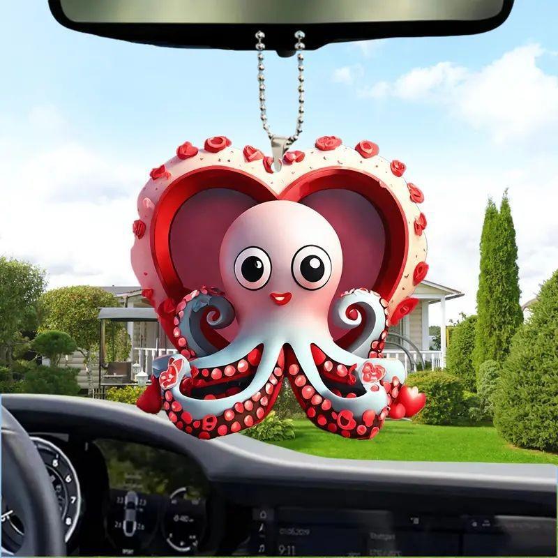 Eyecatching 2d Acrylic Octopus Pendant For Car Interior Decor And Fun Gift Options