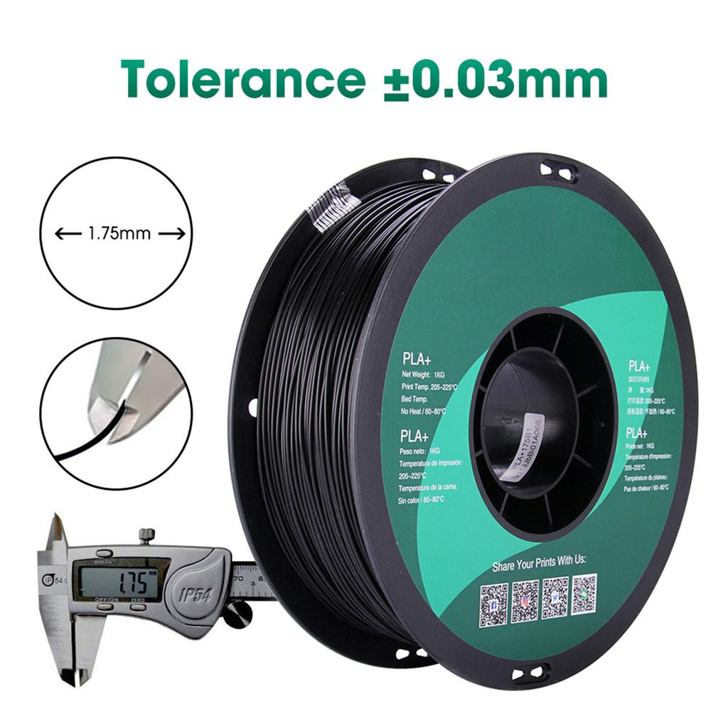 eSUN PLA+ 1.75mm Black 3D Printer Filament Corn Grain Refining Material 1KG Spool (2.2lbs) Dimensional Accuracy +