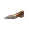 2025 Spring Small Fragrant Wind Medieval Shoes Internet Celebrity Plaid Cloth Color Matching Low Heel Light Mouth Pointed Head Flat Sole Shoes Women