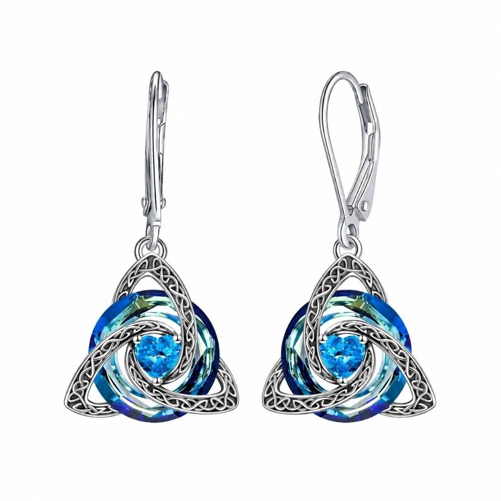1 Pair 12 Birthstone Option Celtic Knot Earrings Stainless Steel Pendant Earrings Daily Wear