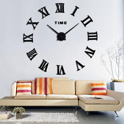 3D Acryl Digital Wanduhr Römisches Ziffern Design Spiegel Wanduhr Mode Große Runde Wanduhr DIY Selbstklebende Uhren