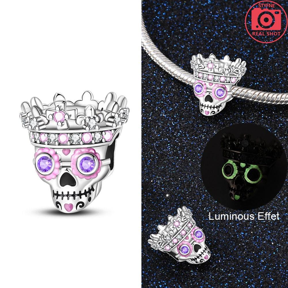 Halloween Skull Beads Silver Colors Charm Beads Fit Original Charms Bracelet Beads for Women Jewelry Making Gifts