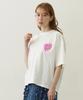 Milkfed Casual Melty Heart Foam Print Wide Short Sleeve White Tee, Women's,