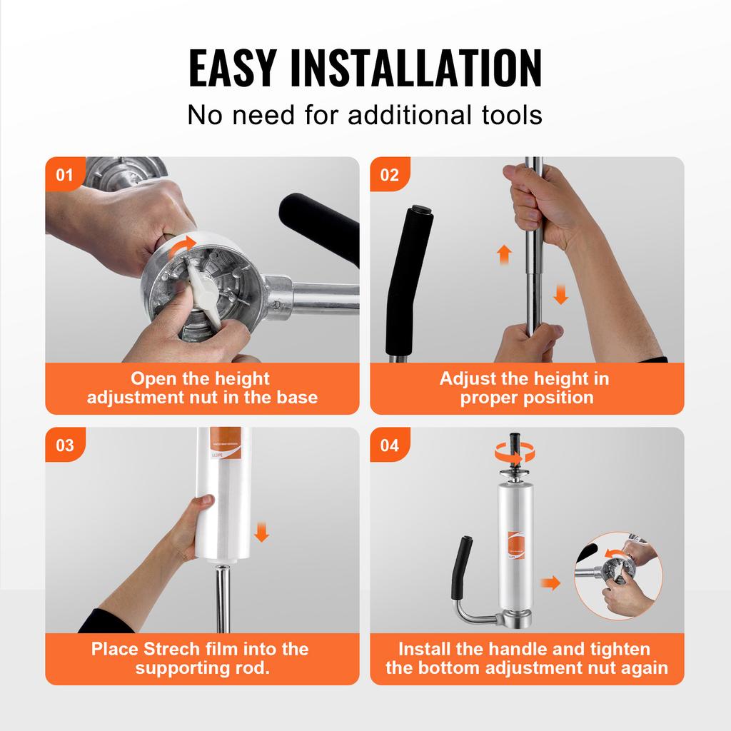 SucceBuy Stretch Film Dispenser Manual Packaging Machine Shrink Film Telescopic Puller Holds Range 30-50cm for Pallet Wrapping