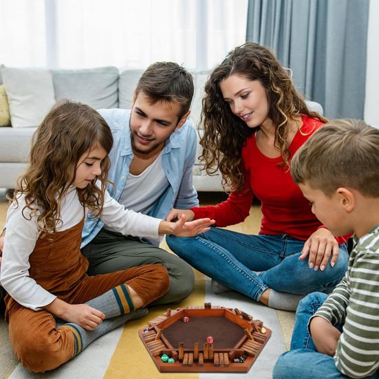 Shut The Box Board Game with Dice 6-Way 1 To 6 Players Kids Adults Family Educational