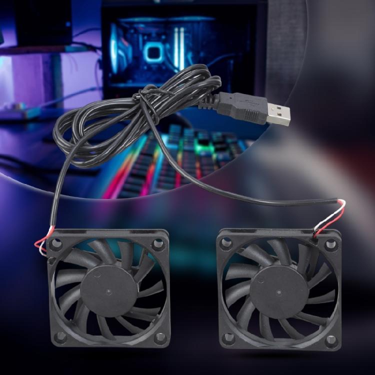Double USB Cooling Fans DC5V 0.2A 11.5CFM Airflow Oil Bearing For Electronics Cooling 60x60x10mm Silents Operation