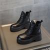 Autumn New Small Thick-soled Wedge Heel Muffin Women's Shoes Inner Increase Casual Medium Tube Short Boots Velvet Women's Tide Boots