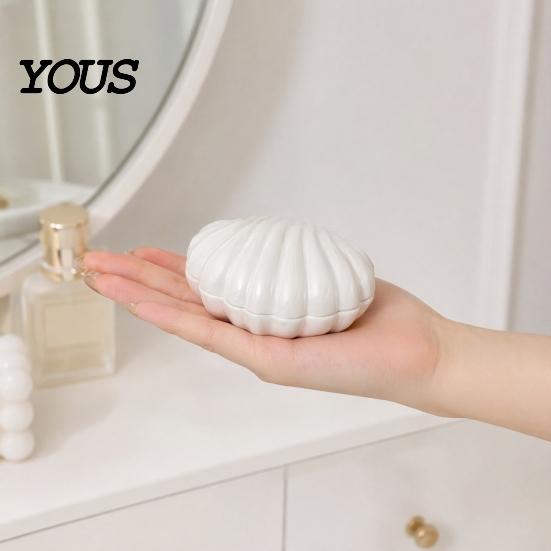 Shell Jewelry Organizer 3D Printed Pearl Box with Dust-Proof Flip-Top Cover Durable Anti-Fall Design Compact for Rings Earrings Necklaces