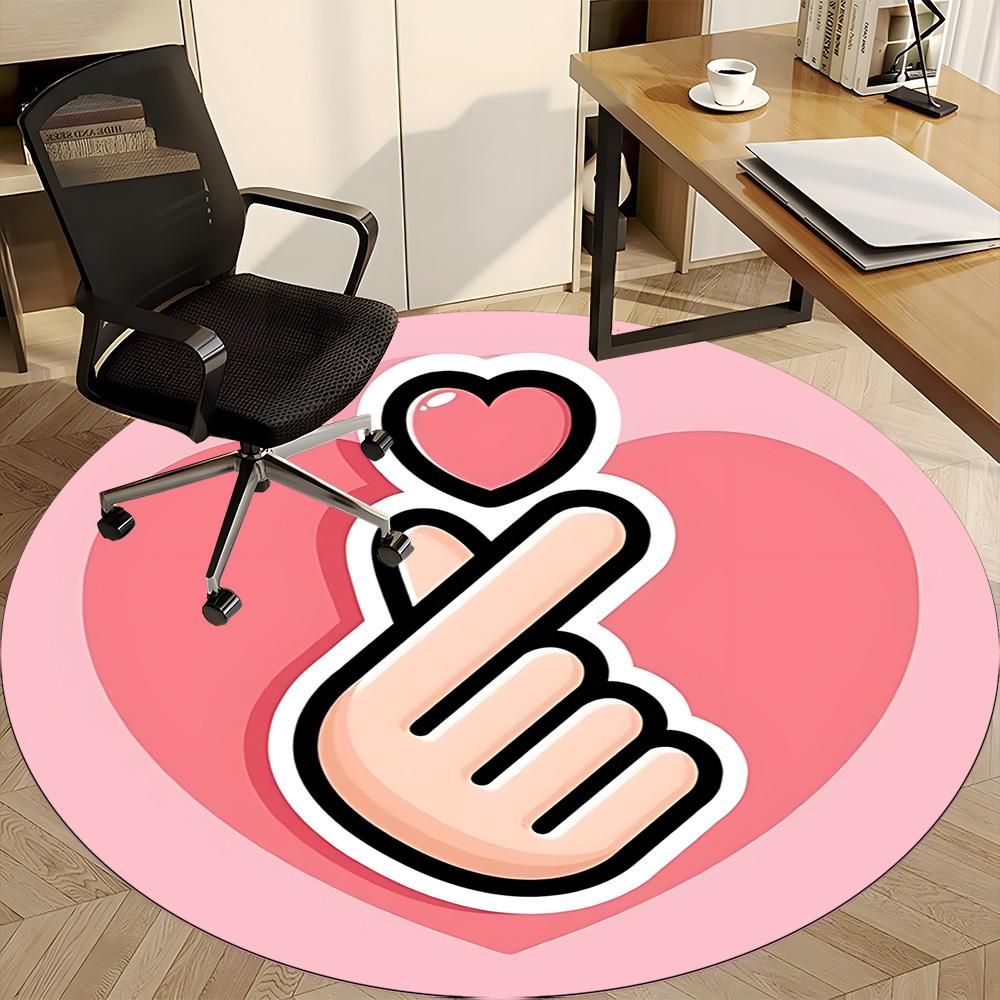1pc Heart Gesture Chair Carpet for Office, Soft, Non-Slip Polyester Mat, Office, Entryway, Living Room, Bedroom, Yy251207243