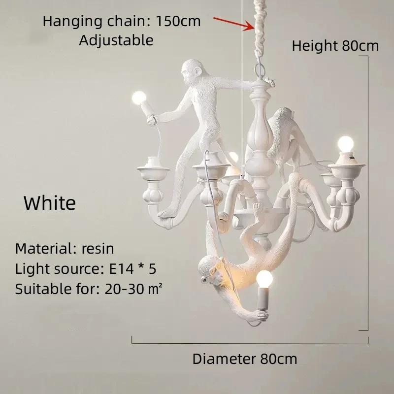 Nordic Creative Hemp Rope Pendant Pendant Light Resin Monkey Light Bedroom Children's Room Home Decoration Ceiling Pendant Lamp