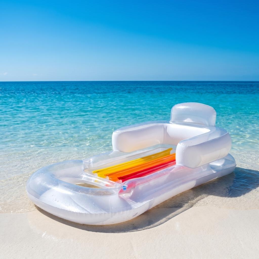 Aufblasbarer Poolschwimmer Floß mit integrierter Rückenlehne und Armlehnen für die Wassererholung im Freien am Pool, Strand und Sommeraktivitäten