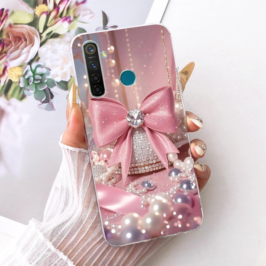For Realme 5 5i 5S Realme5 Pro Luxury Bow Flowers Painted Cover Soft Silicone Phone Case For Realme 5 Pro 5i 5S Back Cover Coque