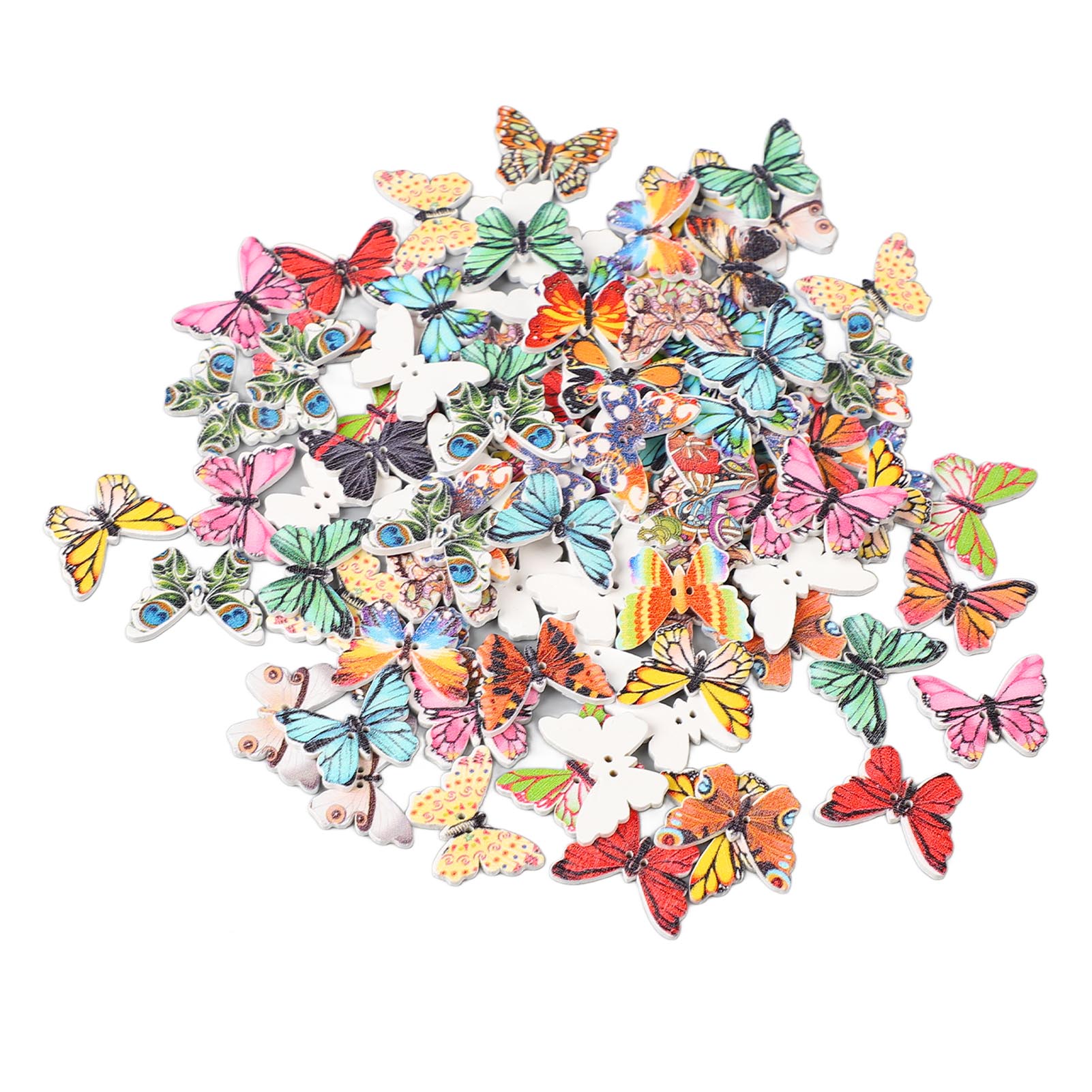 

100 шт. 1 дюйм бабочка деревянные пуговицы смешанный принт декоративные деревянные пуговицы для шитья своими руками 100pcs 1in