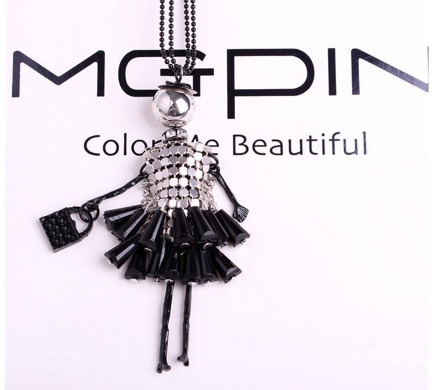 Ethnic Style Crystal Slice Doll Necklace Sweater Chain