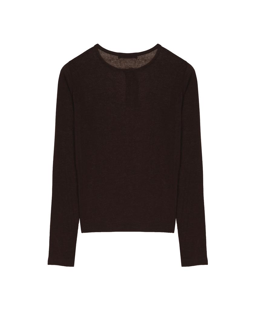 NICK&NICOLE Butterfly Henleyneck Sleeve Top_Brown