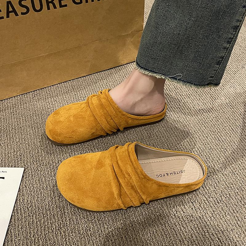 Thick-soled women's new outer wear in summer 2025 retro round head versatile Muller bag head half slippers