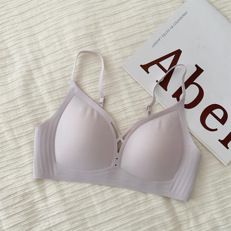 Hollow Seamless Push Up Gathering Bra For Women Comfortable Fixed Cup Breast Support