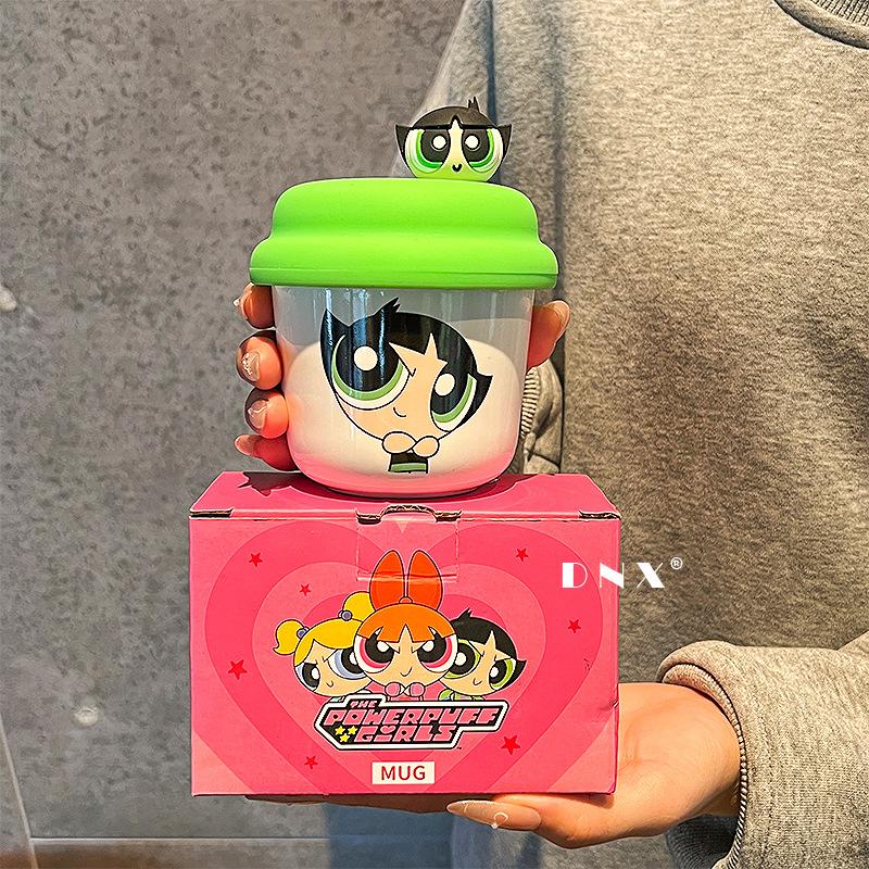 Cute flying little policewoman random cup coffee cup with lid household ceramic water cup for girl girlfriends birthday gift