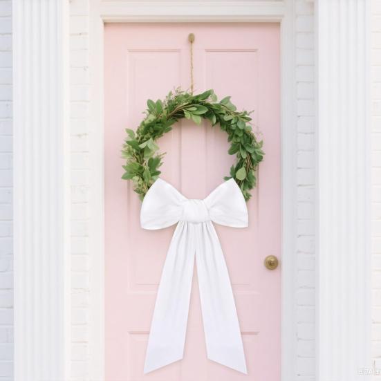 2 Pcs Christmas Velvet Wreath Sash for Front Door Blank Plain Garland Sash Accessories for Anniversary Wedding Party Indoor Outdoor Home Decor
