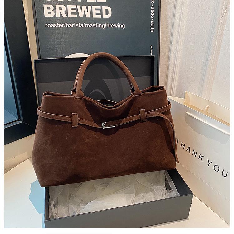 Women's Retro Frosted One-Shoulder Tote Bag for Work Commute - Large, Casual, Autumn/Winter