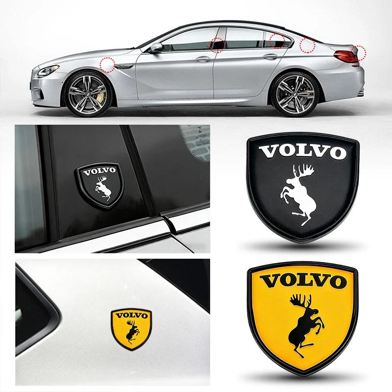blv3 2Pcs Car Shield Emblem Badge Sticker 3D Metal Moose Logo Decal for Volvo XC90 V90 V60 XC60 V40 S80 S60 S90 C40 XC40 V70 XC70 C30