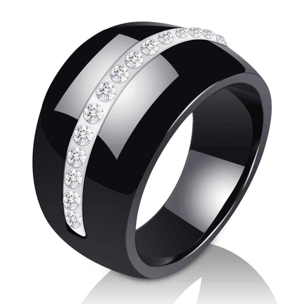 New Fashion Luxury Round Gem Stone Cubic Zirconia Ceramic Ring Statement Rings For Women Jewelry