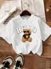 Cute Bear Says Hello Printed TShirts Women Casual Soft Short Sleeve Tops Loose ONeck T Shirts Summer Comfortable Woman Clothes