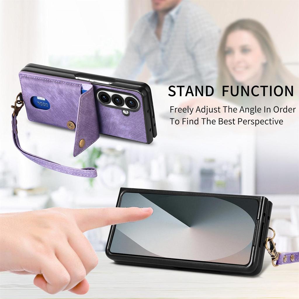 Samsung Z Fold7/Z Fold6 Magnetic Leather Texture Folding Case