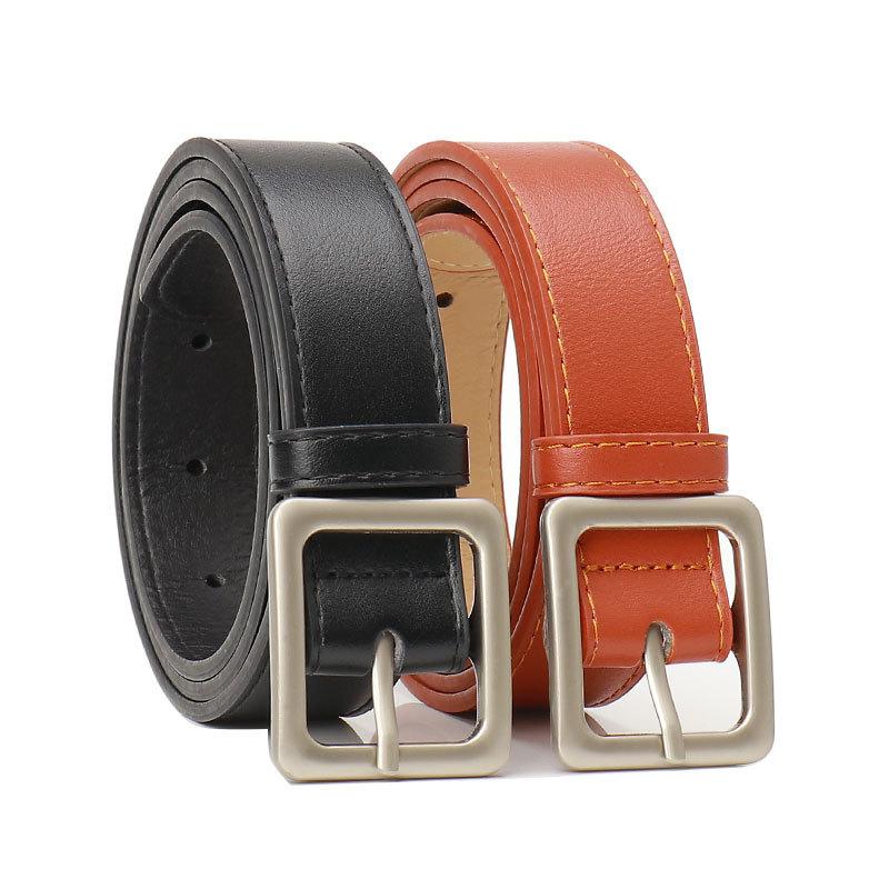 New Simple Retro Square Buckle Women's Belt Korean Style Chic High-end Casual Style Decorative Jeans Belt for Women