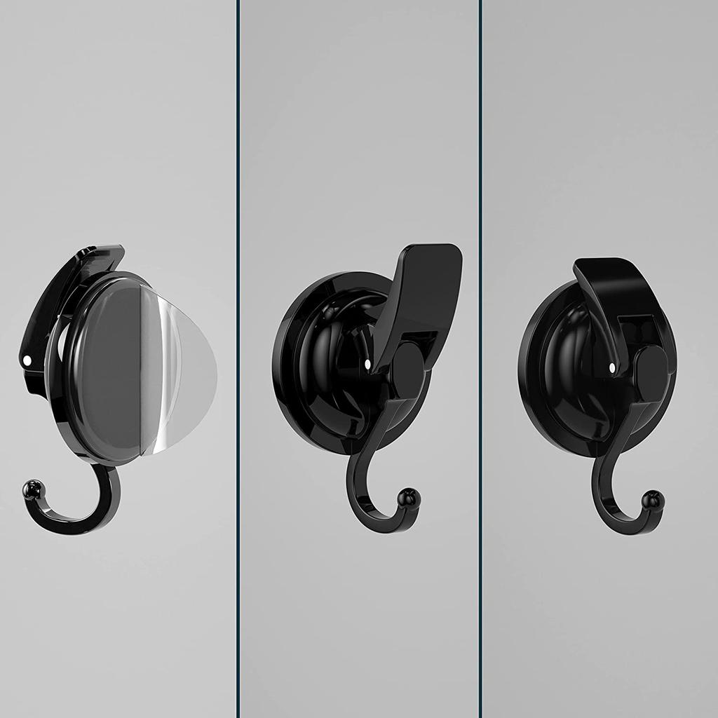 Suction Cup Hooks 2 Pack Matte Black Heavy Duty Wall Hanger Hooks