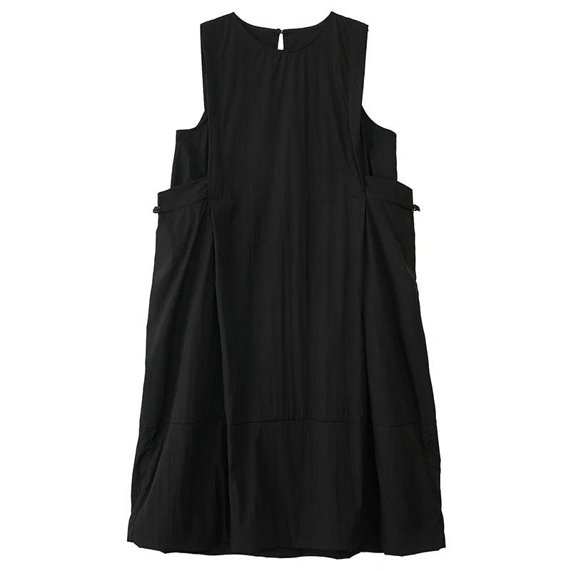 

XITAO Drawstring Sleeveless O-neck Dress ZMY1199 One Size чёрный