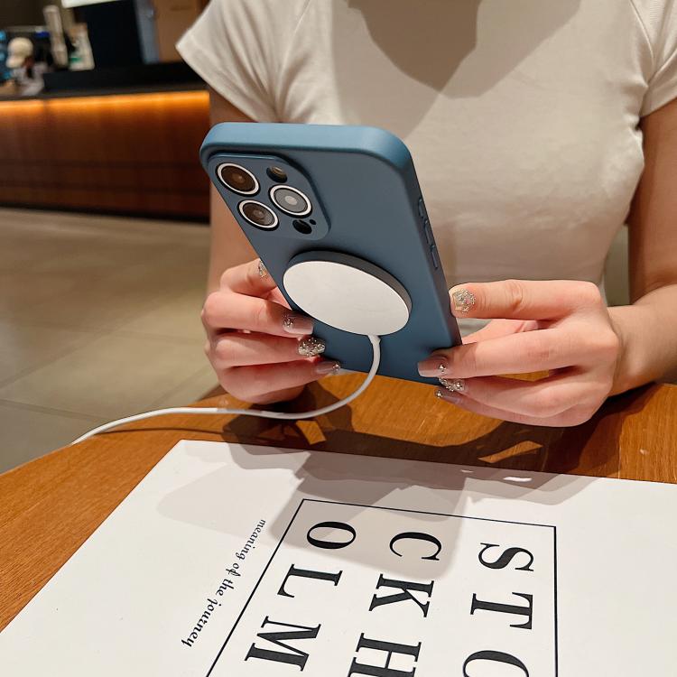 Solid Color Liquid Silicone MagSafe Magnetic Phone Case