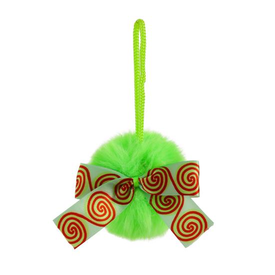 

4-дюймовые зеленые пушистые елочные шары из искусственного меха, пушистые подвесные рождественские шары с бантом для праздничного свадебного украшения 1pc E