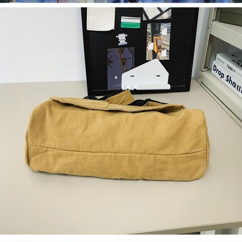 Sac Messager Décontracté en Toile Polyvalent Rabat Grande Capacité Bandoulière Réglable Pour Étudiant Hommes Femmes