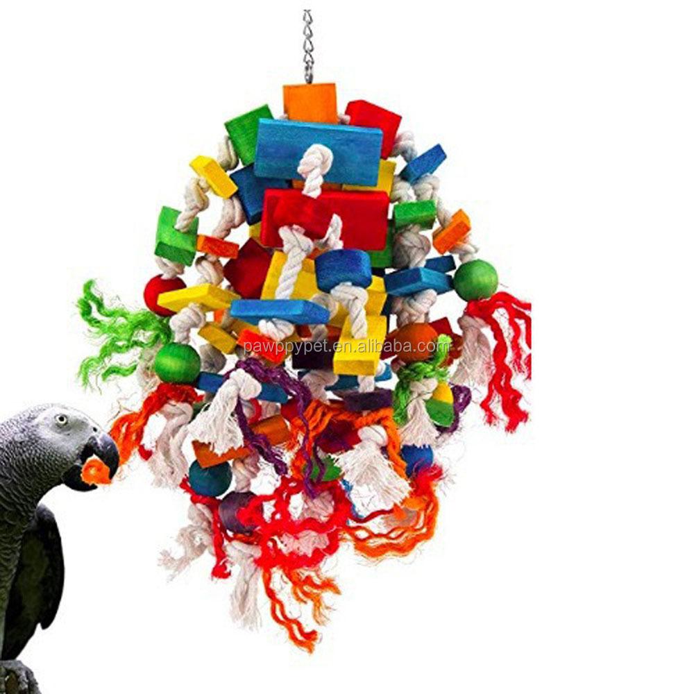 Birds Swing Toys, Parrots Chewing Hanging Perches with Bells Toys for Love Birds Budgie Macaws Cockatiels Parakeets African Grey