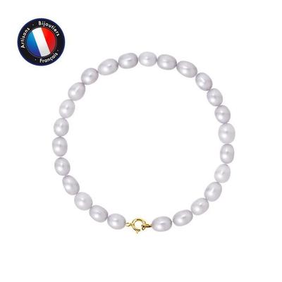 Armband - - Echte Zuchtperle 5-6 mm Lila - 9 Karat Gelbgold - AAA+ Qualität