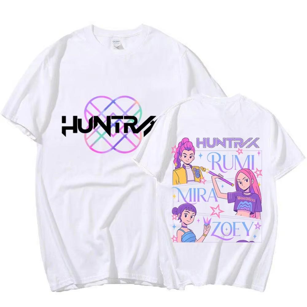 Hot K-Pop Demon Hunters Mira Rumi Zoey Printing T-shirt Women Fashion Short Sleeve Street Casual Personality Summer Men T-shirt
