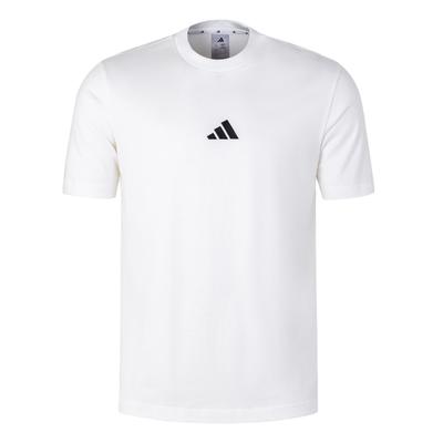 Essentials Single Jersey Logo Embroidered Round Neck Pullover Short Sleeve T-Shirt Men T-Shirts White Black JY8561