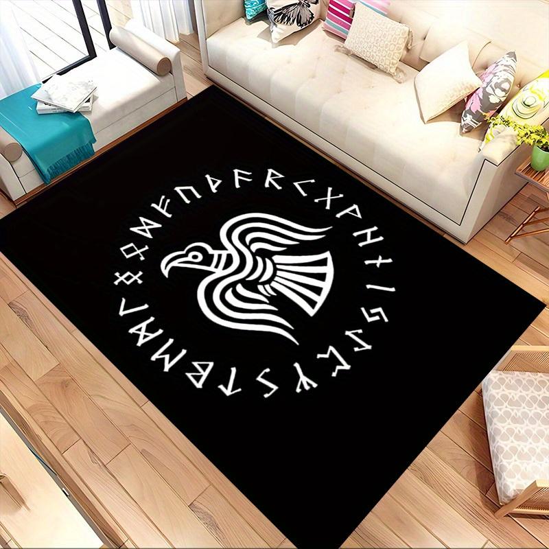 1pc Raven Runes Themed Rug for Home Decor, Non-slip Office Carpet, Chair Mat, Outdoor Mat, Christmas and Halloween Gifts-0731092
