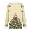 Women's Casual Christmas Print Long Sleeve Top with Plush Collar for Winter
